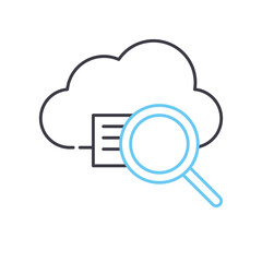 cloud data search line icon, outline symbol, vector illustration, concept sign