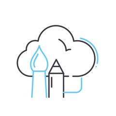 creative cloud technology line icon, outline symbol, vector illustration, concept sign