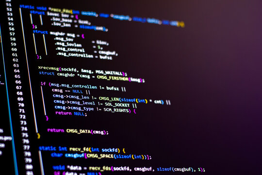 Code background. Android application programming code with Java language coding is on the screen.