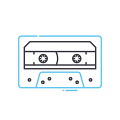 cassette tape line icon, outline symbol, vector illustration, concept sign