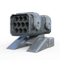 3D-illustration of an alien science fiction starship weapon