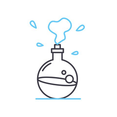 chemical reaction line icon, outline symbol, vector illustration, concept sign
