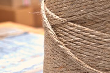 one skein of thick yarn and rope