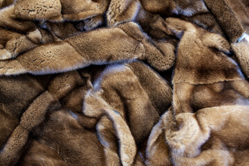 close-up of pieces of brown wool for the whole frame