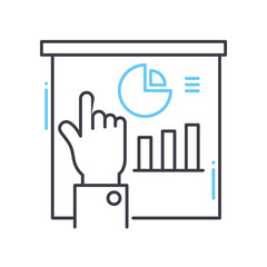 data presentation line icon, outline symbol, vector illustration, concept sign