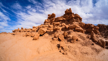 Fototapeta na wymiar Natural beauty of sandstone formations in Goblin Valley State Park in Utah