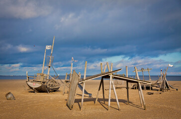 Playground on the beach in Travemuende seaside resort, Germany