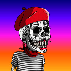 Calavera mexicana con personalidad única. inspirada en un mimo francés.