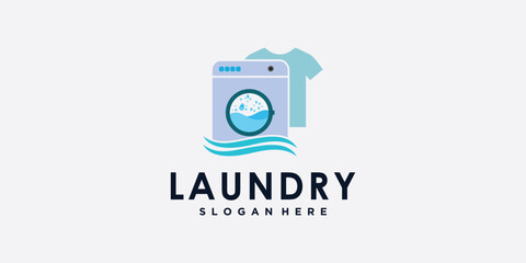 laundry washing machine logo with creative concept for you laundry businees icon
