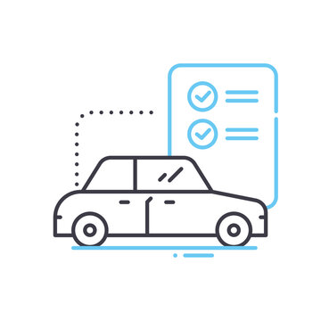 car state inspecion line icon, outline symbol, vector illustration, concept sign