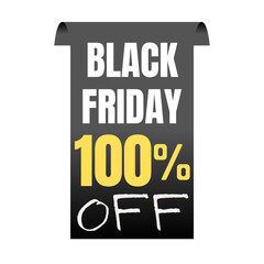 100% percent off, shop, now, Today offer, 3D Black design black friday poster , with various background details, Vector illustration, Hundred