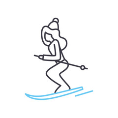 cross-country skiing line icon, outline symbol, vector illustration, concept sign