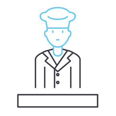 chef cook avatar line icon, outline symbol, vector illustration, concept sign