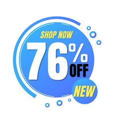 76% off, shop now, super discount with abstract blue and yellow sale design, vector illustration.percent offer, Seventy-six 