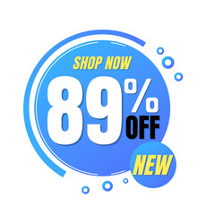 89% off, shop now, super discount with abstract blue and yellow sale design, vector illustration.percent offer, Eighty nine