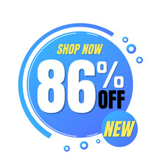 86% off, shop now, super discount with abstract blue and yellow sale design, vector illustration.percent offer, Eighty-six