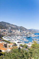 Fototapeta na wymiar Monte Carlo Monaco View of harbor and city
