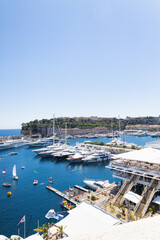 Fototapeta na wymiar Boats in Harbor in Monaco