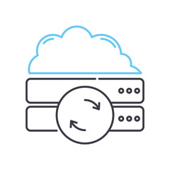 cloud hosting management line icon, outline symbol, vector illustration, concept sign