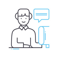 call center line icon, outline symbol, vector illustration, concept sign