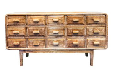 Wooden drawers cabinet isolated.