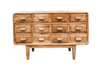 Wooden drawers cabinet isolated.