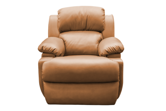 Brown leather armchai.