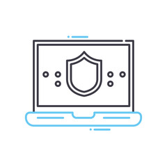 computer security line icon, outline symbol, vector illustration, concept sign