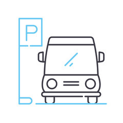 car park line icon, outline symbol, vector illustration, concept sign