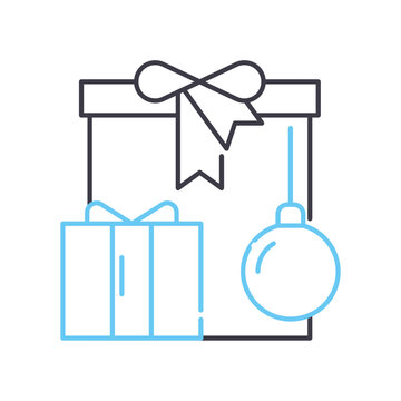 christmas gift box line icon, outline symbol, vector illustration, concept sign