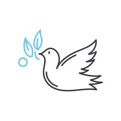 dove of peach line icon, outline symbol, vector illustration, concept sign