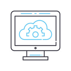 cloud computer line icon, outline symbol, vector illustration, concept sign