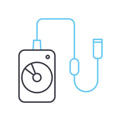 data storage device line icon, outline symbol, vector illustration, concept sign