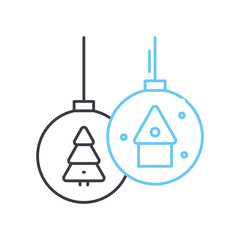 christmas ball line icon, outline symbol, vector illustration, concept sign