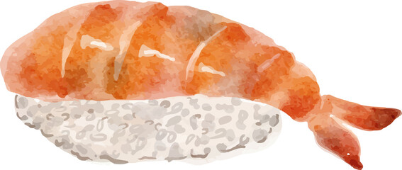 Watercolor Sushi Japanese Food Illustration