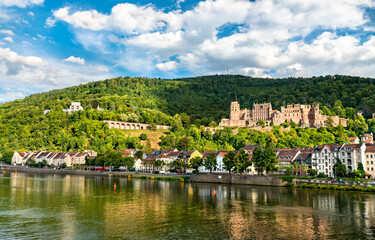 Fototapeta na wymiar View of Heidelberg with its castle in Baden-Wurttemberg, Germany