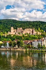 Fototapeta na wymiar View of Heidelberg with its castle in Baden-Wurttemberg, Germany