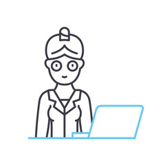 businesswomen line icon, outline symbol, vector illustration, concept sign
