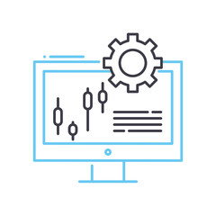 computer trader line icon, outline symbol, vector illustration, concept sign