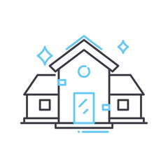 clean home line icon, outline symbol, vector illustration, concept sign