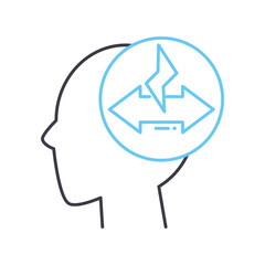 conflict mind line icon, outline symbol, vector illustration, concept sign