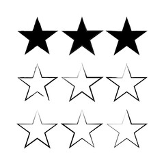 Five pointed star icons in flat style. Star icon. Vector illustration. Stock image. 