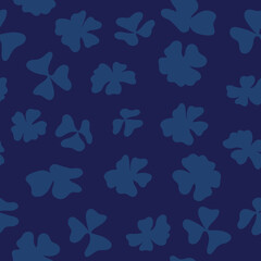 Botanical Garden with Silhouette Flowers Seamless Repeat Design