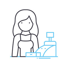 cashier line icon, outline symbol, vector illustration, concept sign