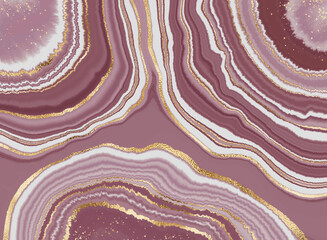 Agate stone background print with geode mineral texture and gold splatter. - obrazy, fototapety, plakaty