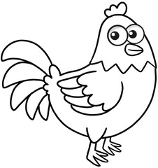 cute cartoon poultry wings animal rooster for coloring