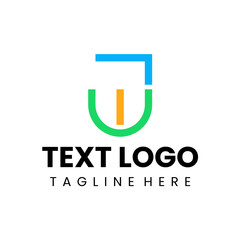 minimalist jw letters logotype with colorful vector