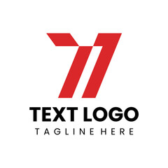 simple 77 logotype design with abstract motive vector
