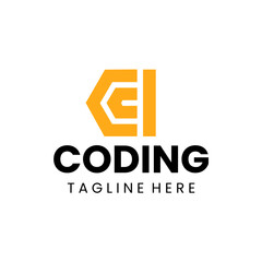 coding letter minimalist logo with design inspiration