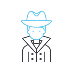 detective avatar line icon, outline symbol, vector illustration, concept sign